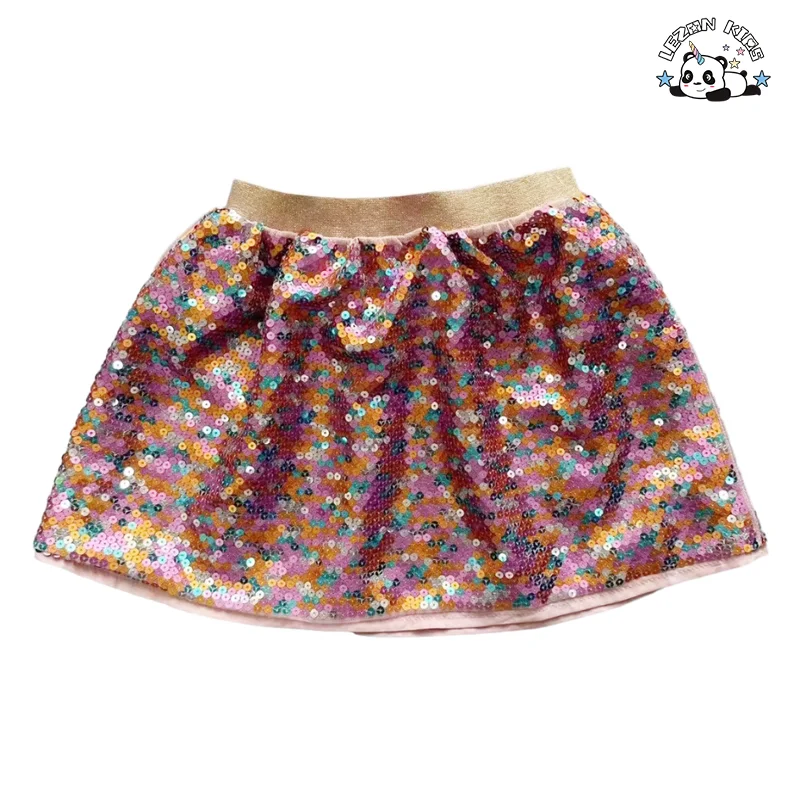 LEZONKIDS - Customize Designs Stylish Girls Sequin Skirt Satin Lining Kids Summer Skirts